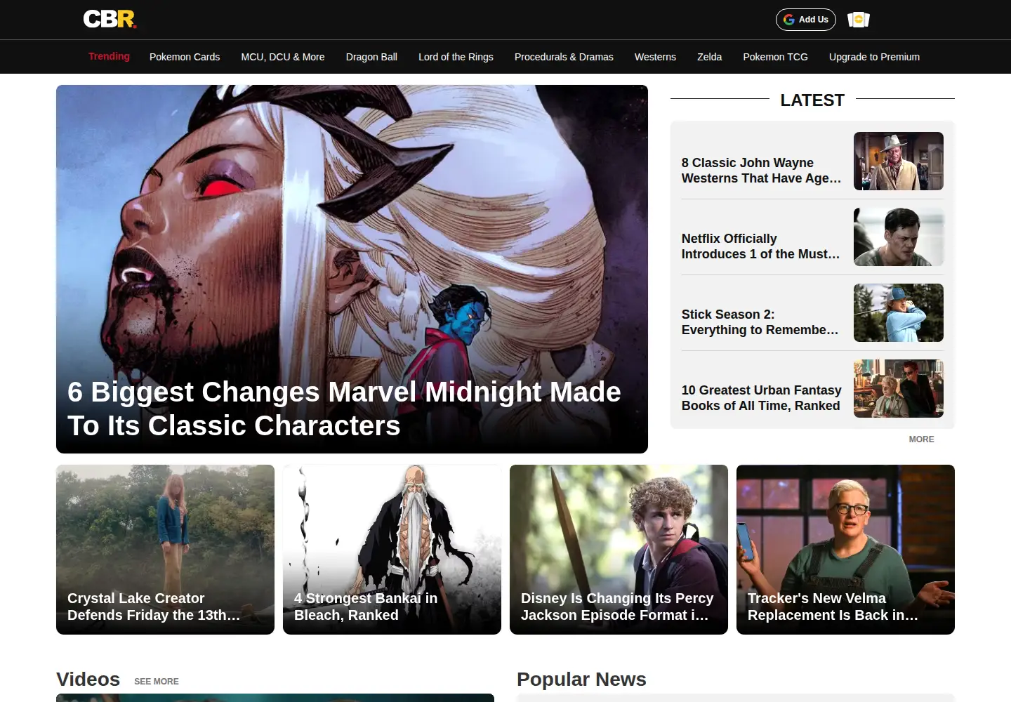 Screenshot of comicbookresources.com