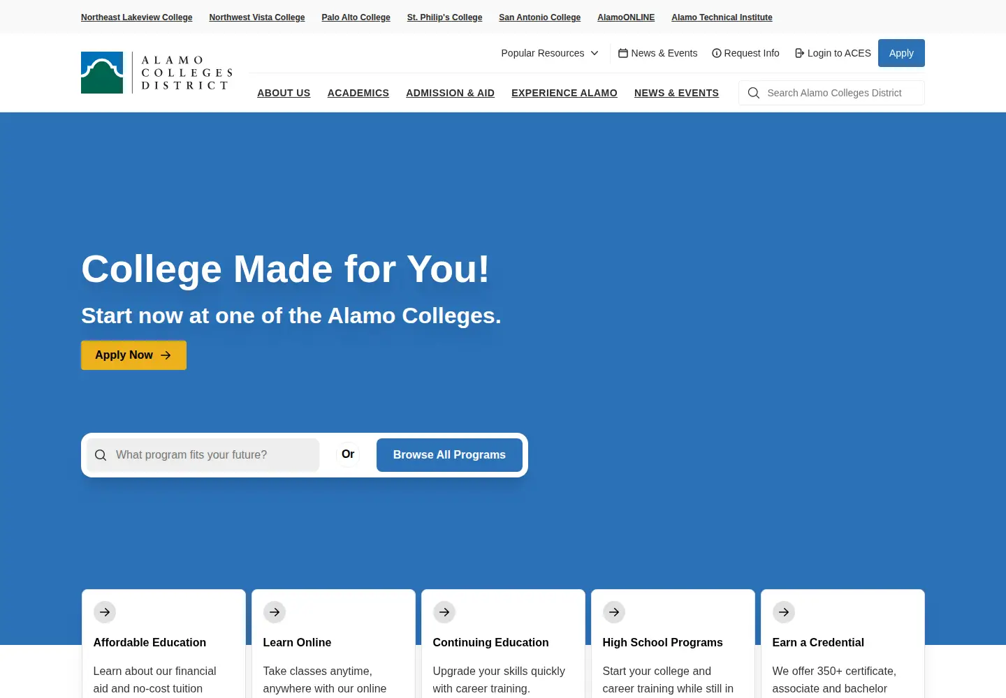 Screenshot of alamo.edu