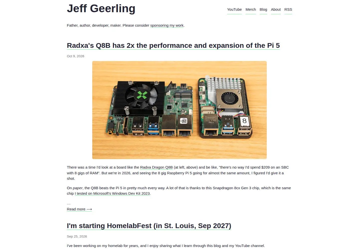 Screenshot of jeffgeerling.com
