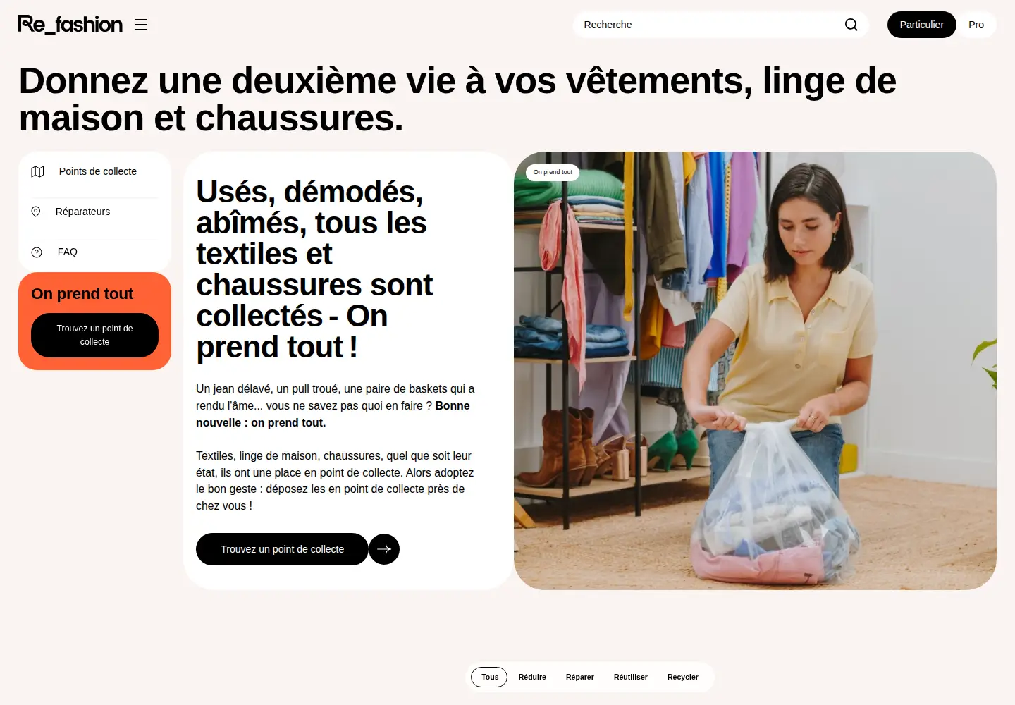 Captured homepage of refashion.fr in the current scan