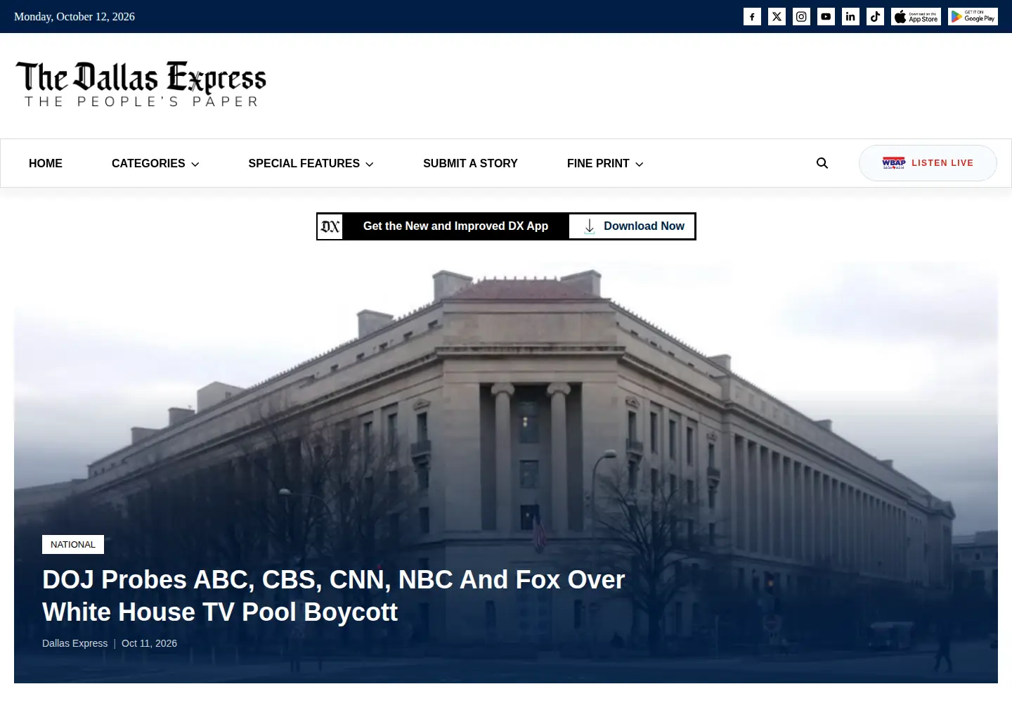 Captured homepage of dallasexpress.com in the current scan