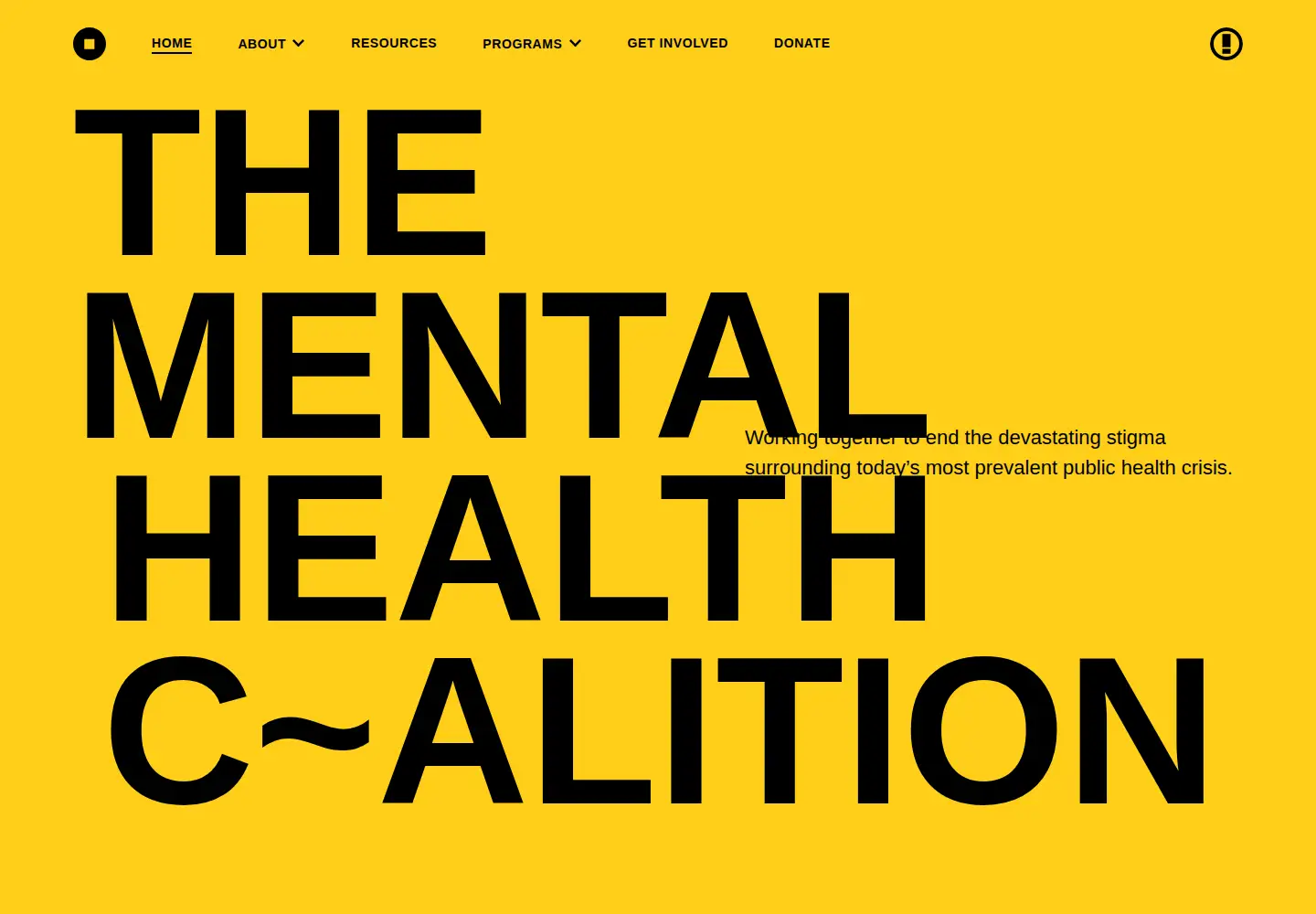 Captured homepage of thementalhealthcoalition.org in the current scan