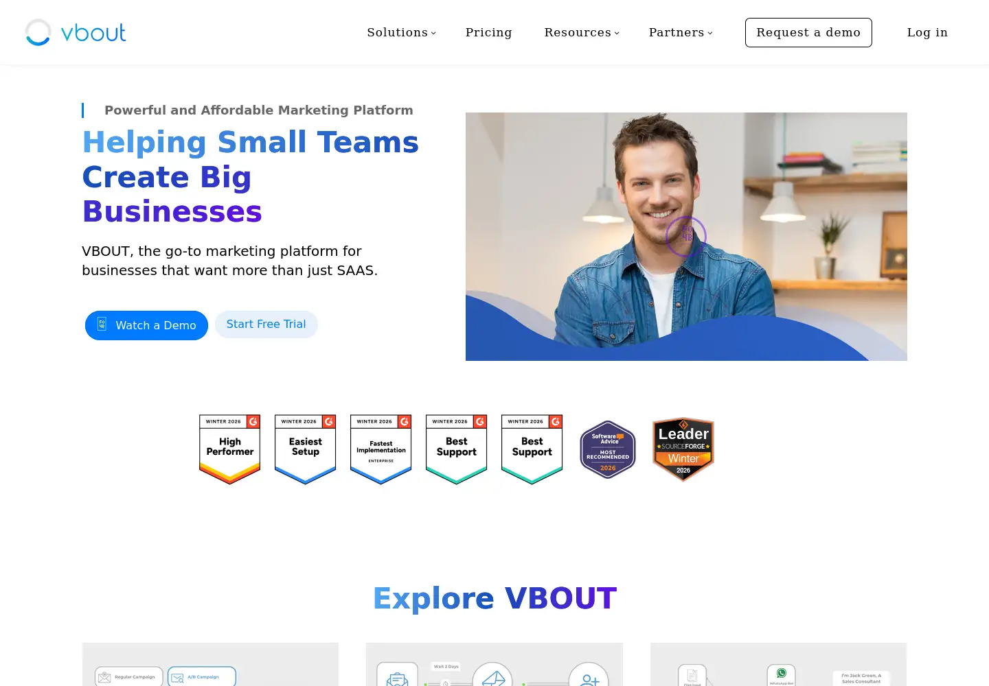 Captured homepage of vbout.com in the current scan