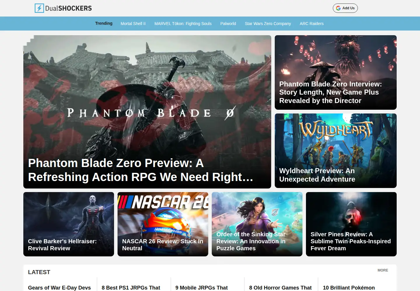 Screenshot of dualshockers.com