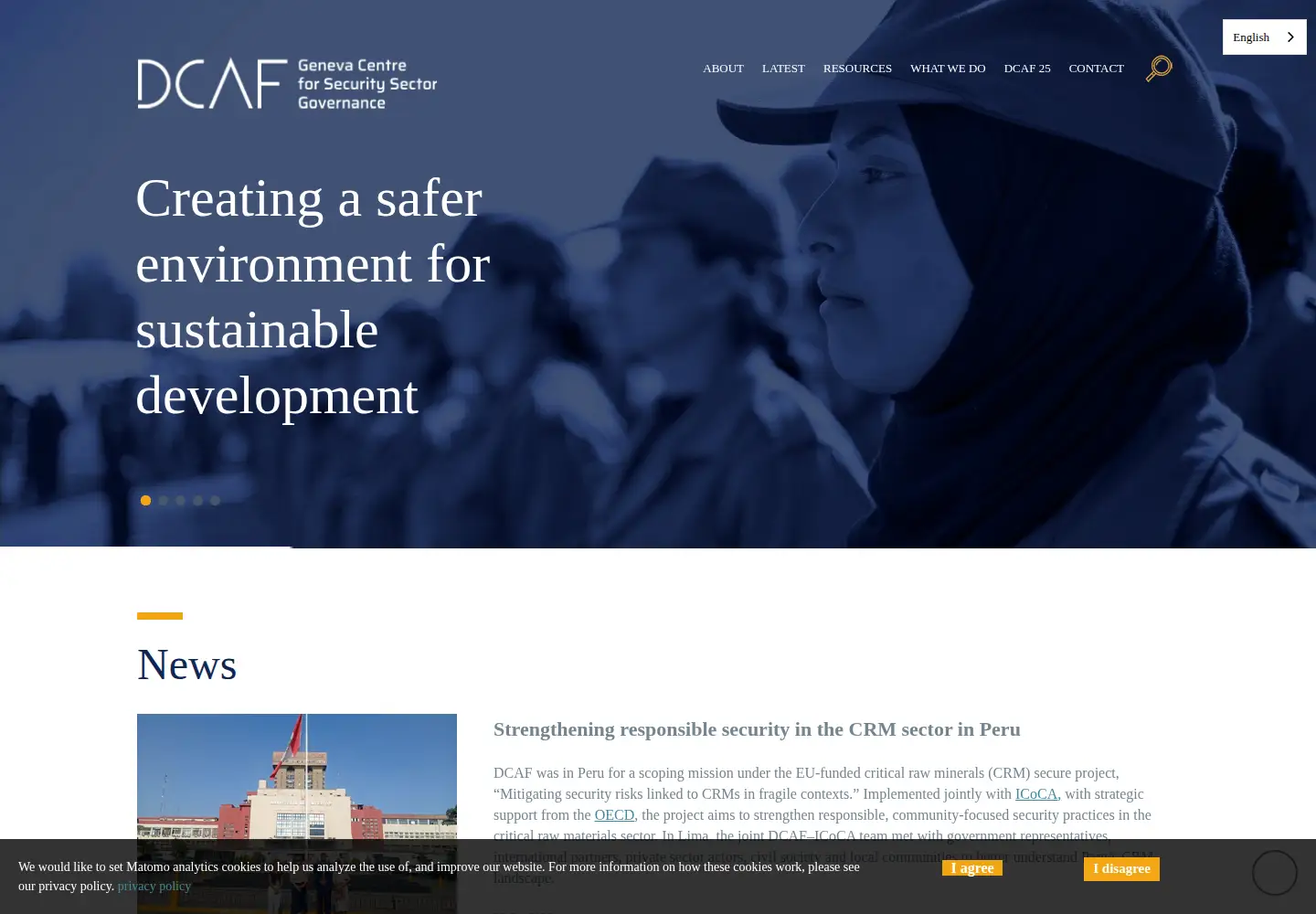 Captured homepage of dcaf.ch in the current scan