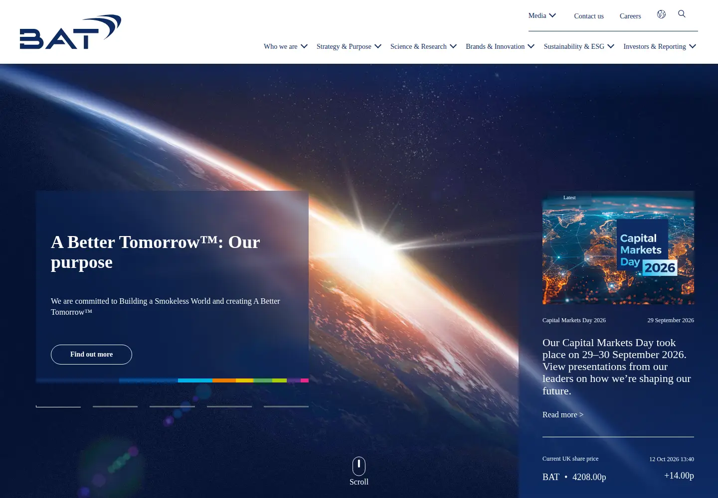 Captured homepage of bat.com in the current scan