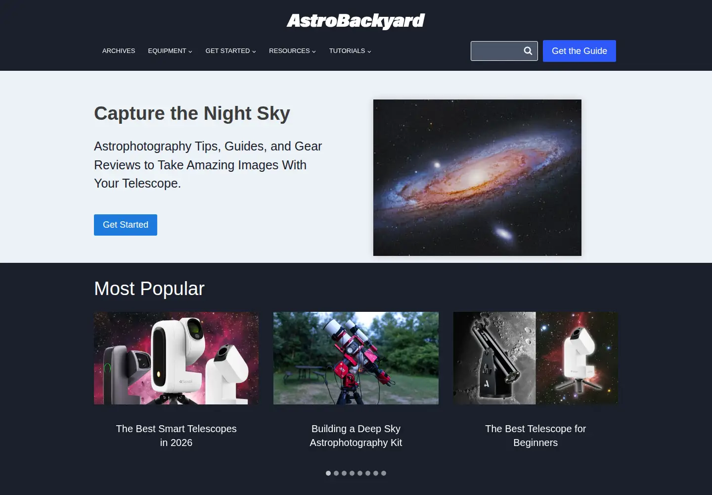 Screenshot of astrobackyard.com