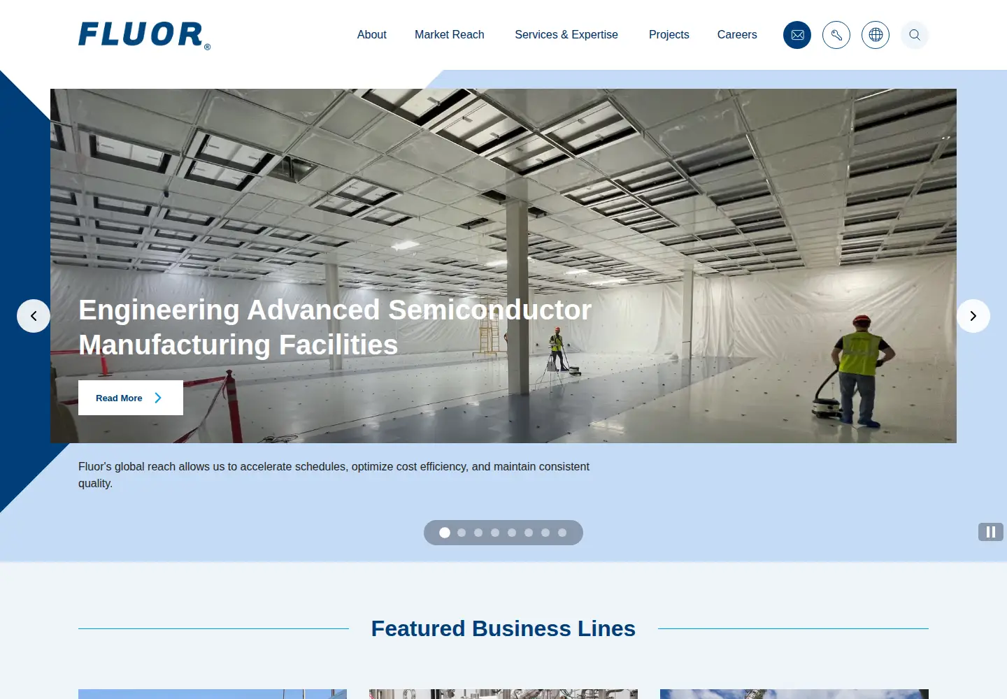 Captured homepage of fluor.com in the current scan