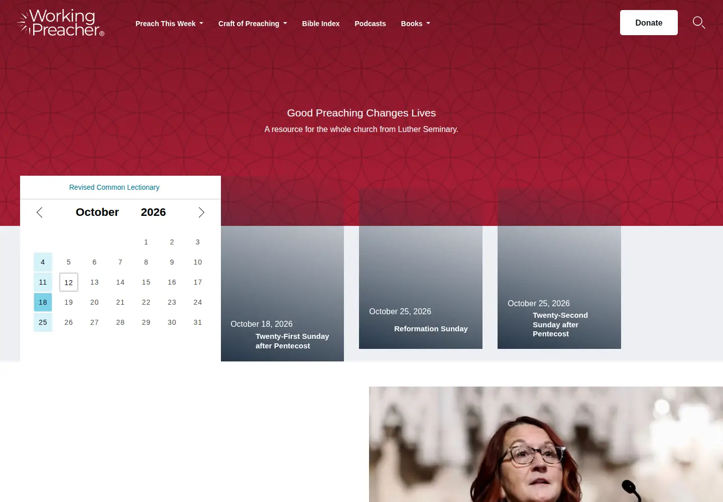Screenshot of workingpreacher.org