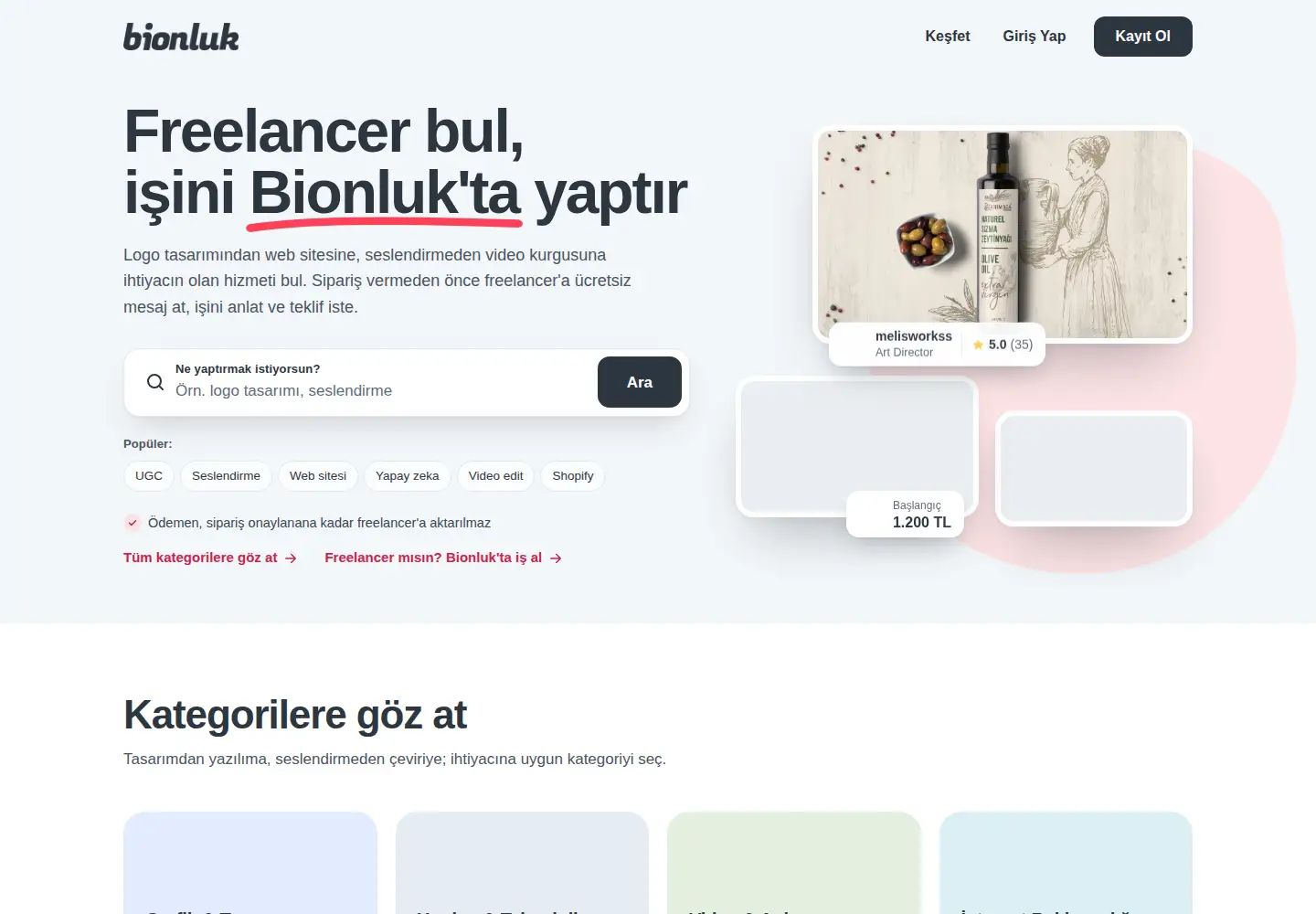 Screenshot of bionluk.com