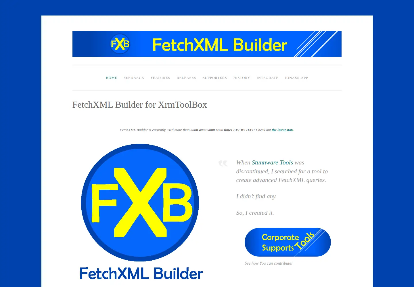 Captured homepage of fetchxmlbuilder.com in the current scan