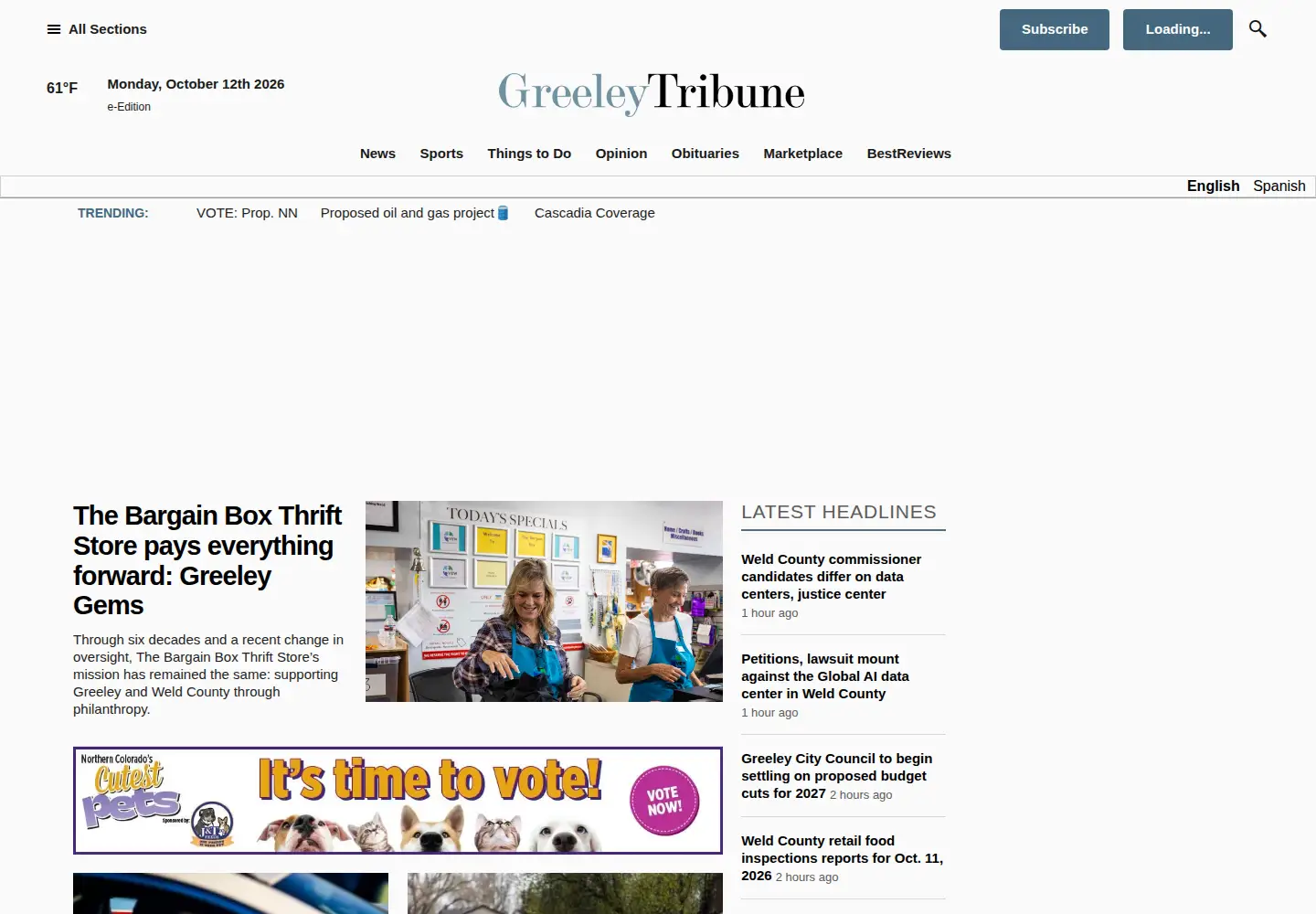Screenshot of greeleytribune.com