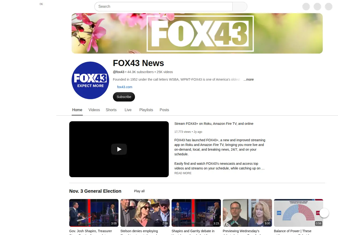 Screenshot of fox43.com