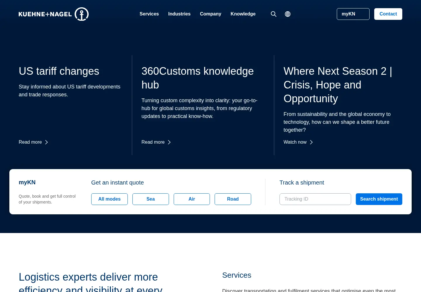 Screenshot of kuehne-nagel.com