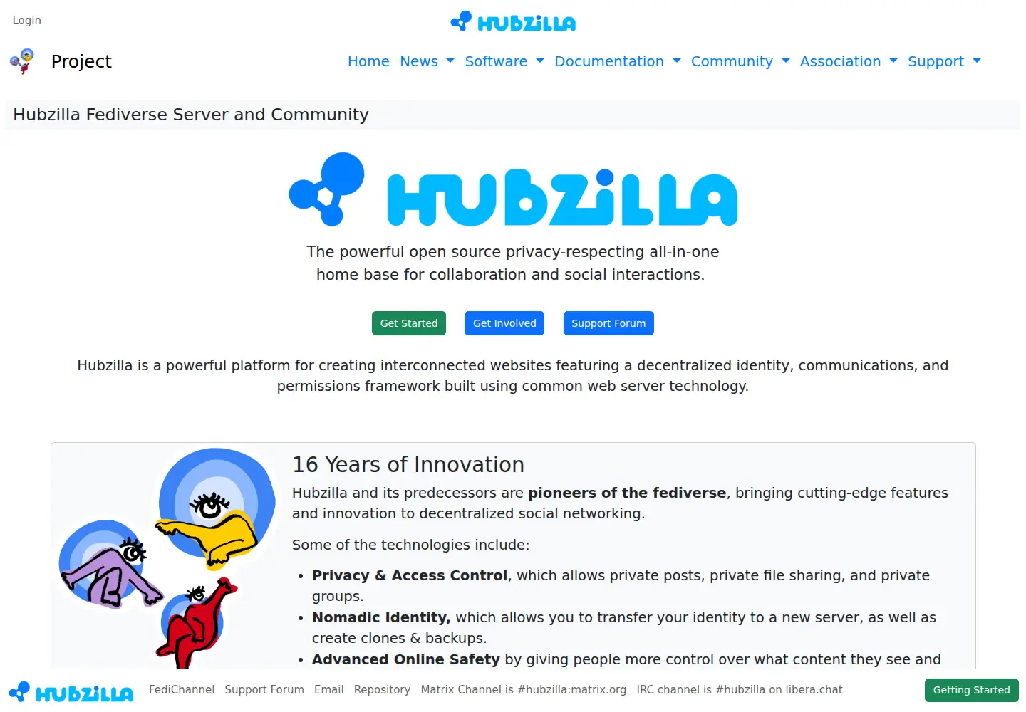 Screenshot of hubzilla.org