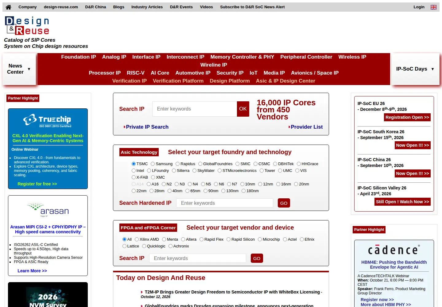 Captured homepage of design-reuse.com in the current scan