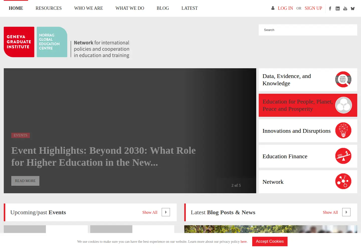 Screenshot of norrag.org