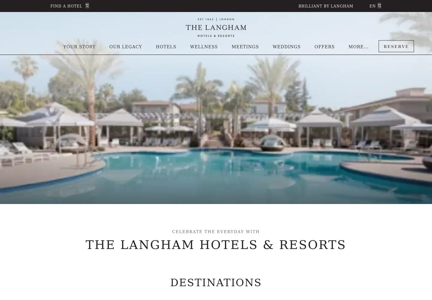 Captured homepage of langhamhotels.com in the current scan