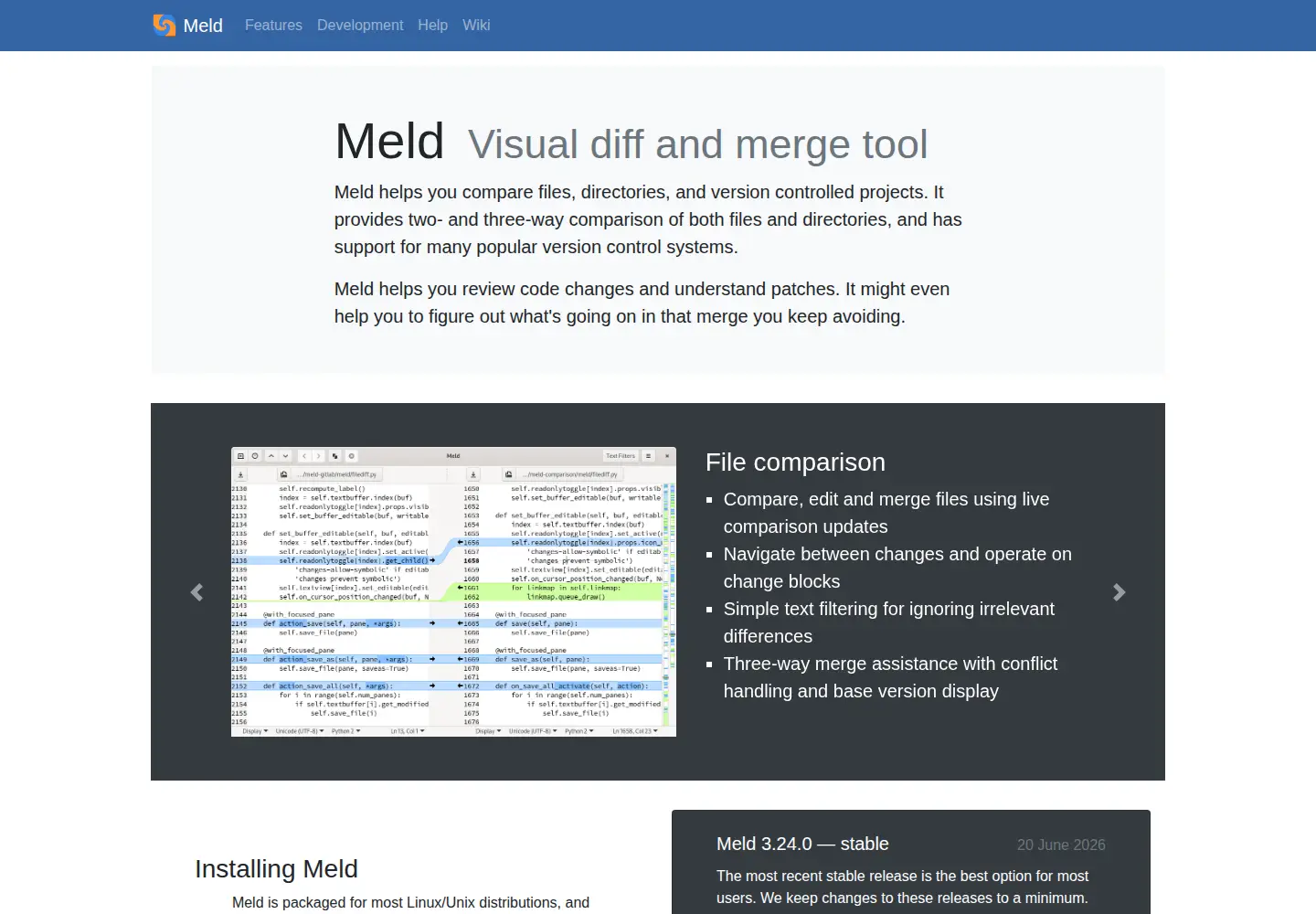 Screenshot of meldmerge.org