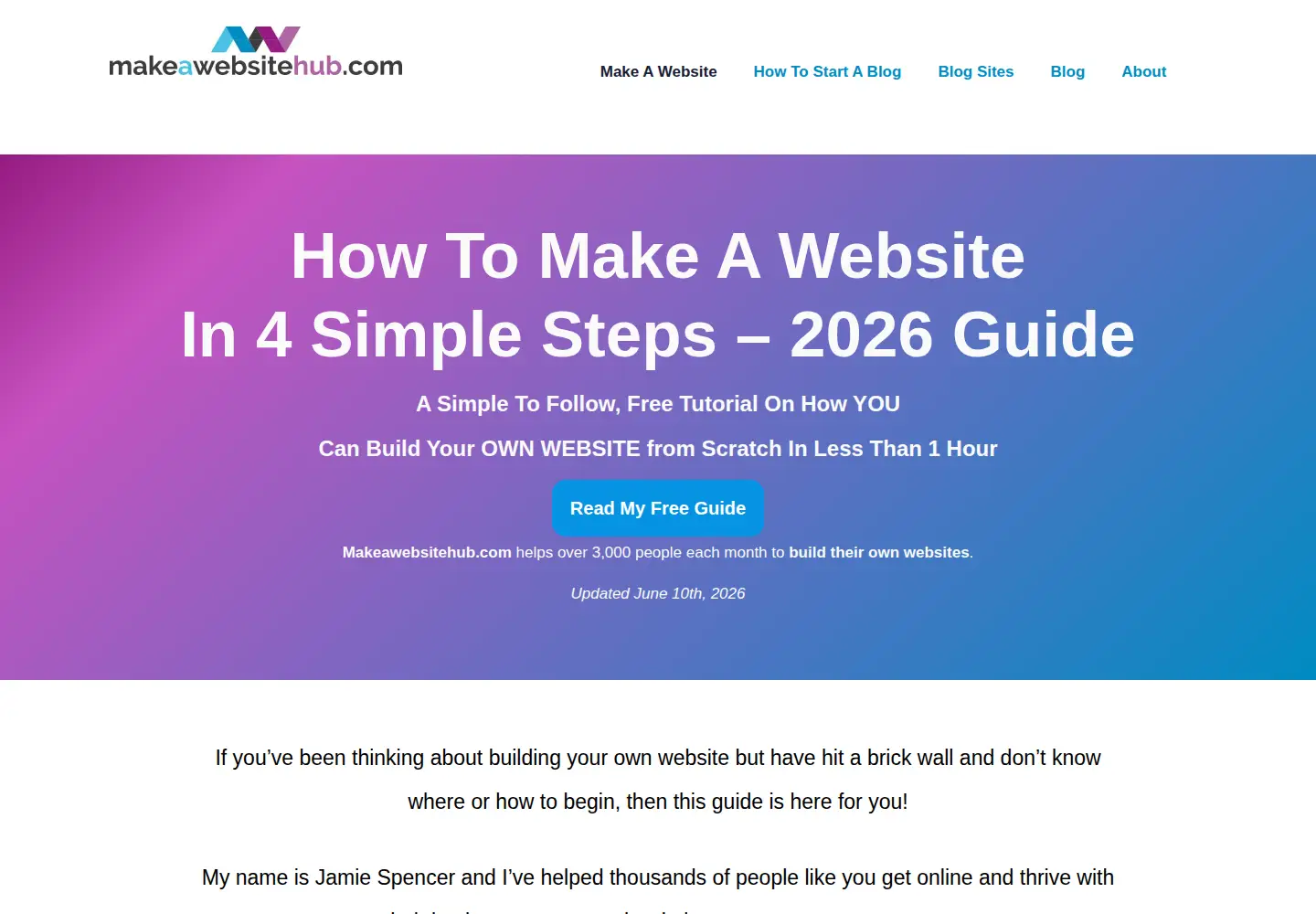 Screenshot of makeawebsitehub.com