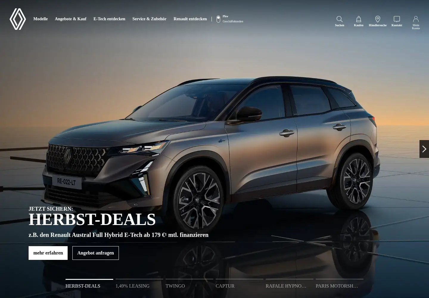 Captured homepage of renault.de in the current scan