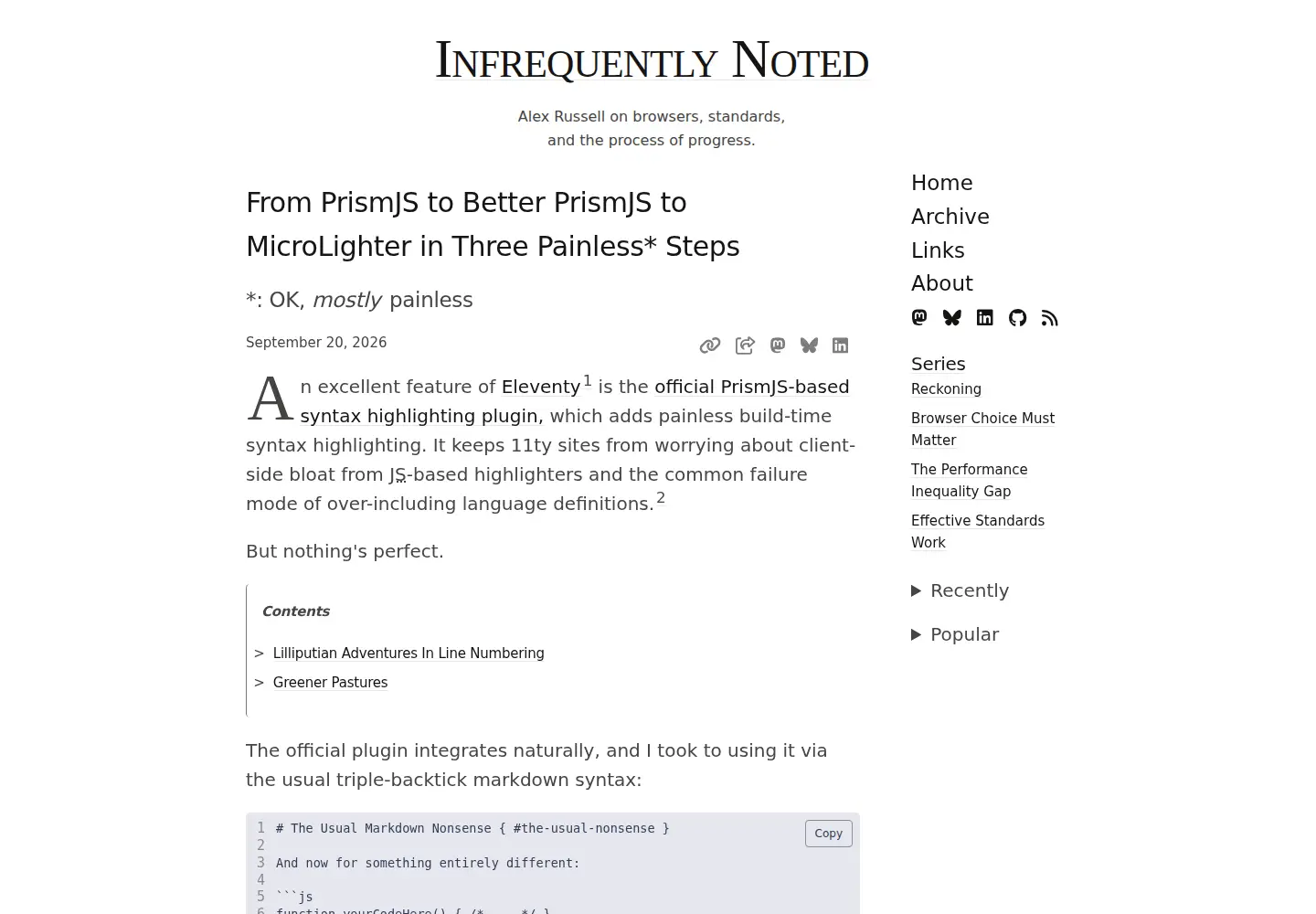 Screenshot of infrequently.org