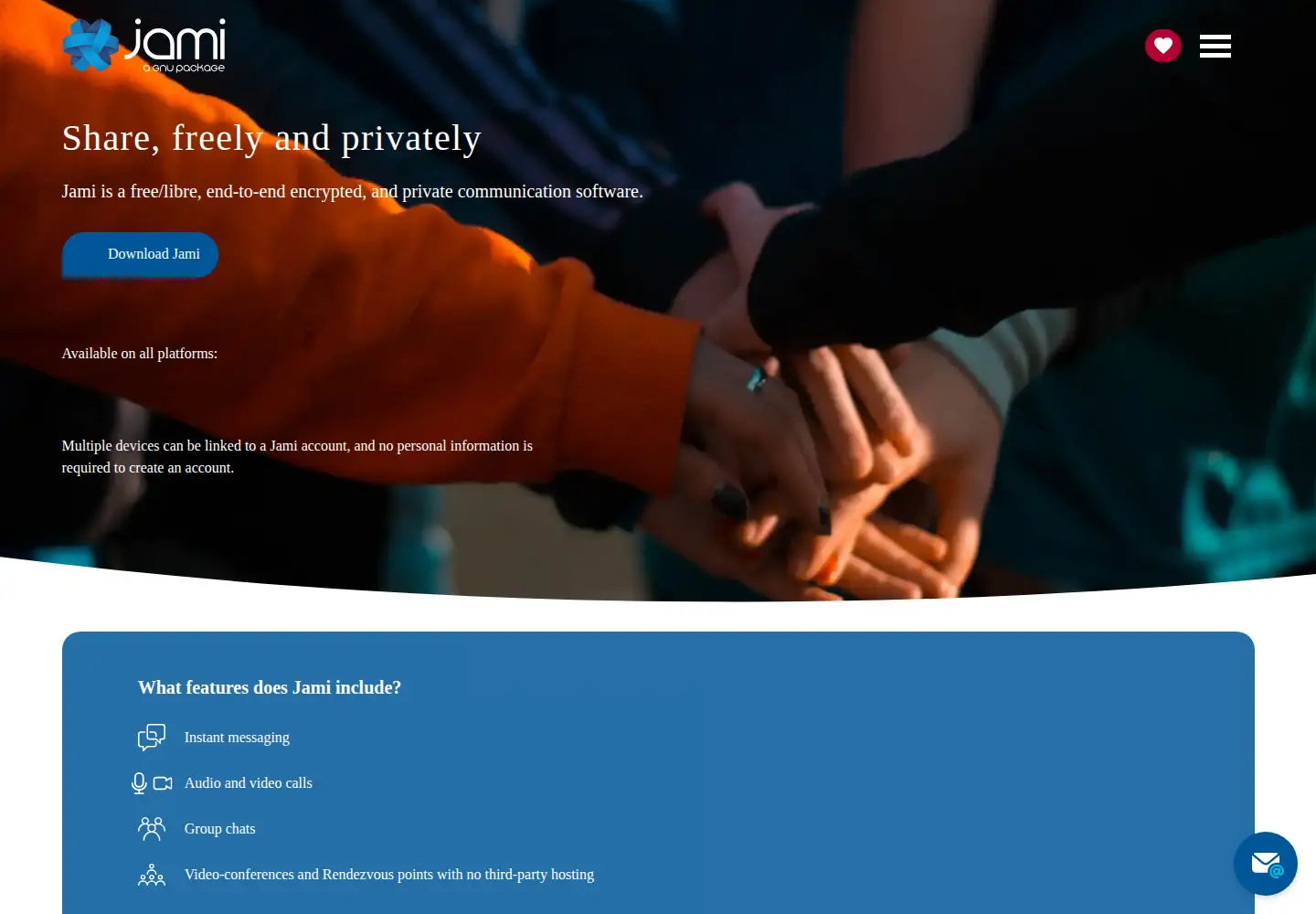 Captured homepage of jami.net in the current scan
