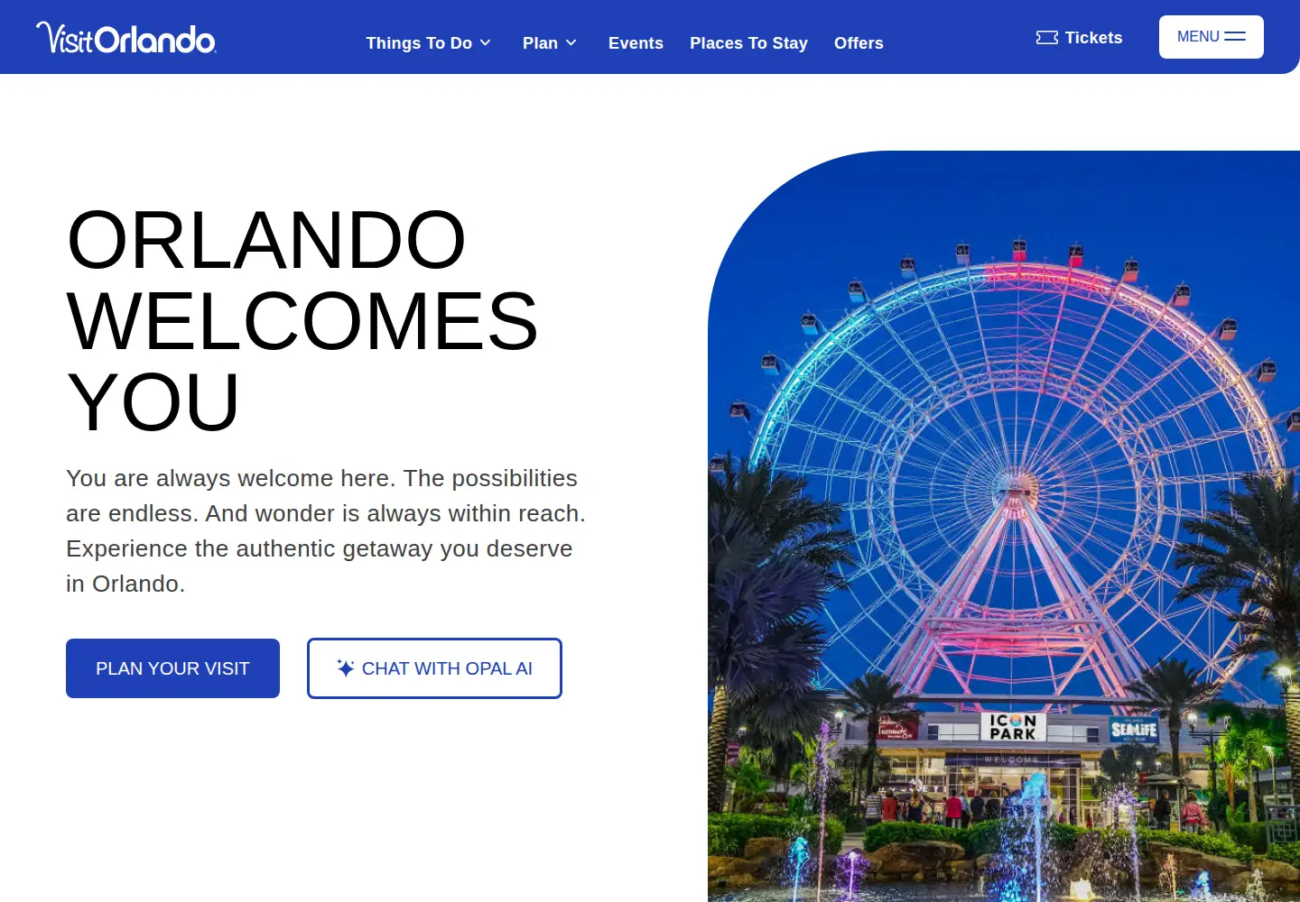 Screenshot of visitorlando.com