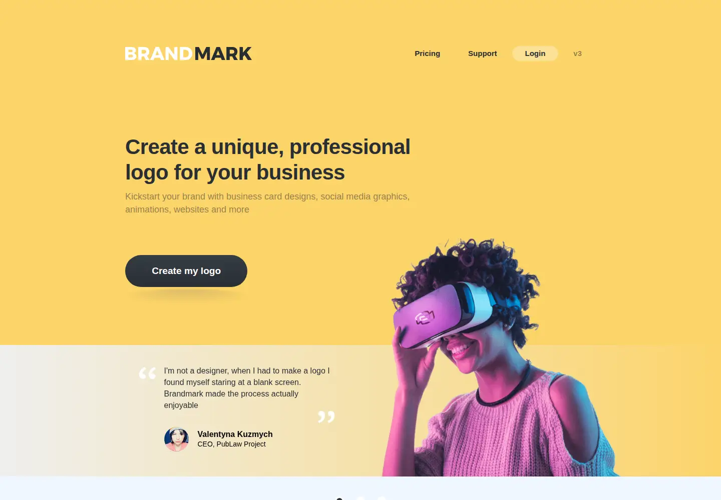 Captured homepage of brandmark.io in the current scan