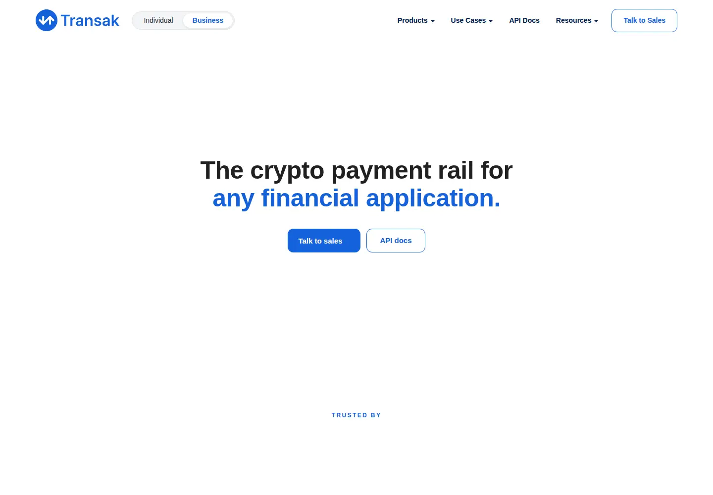 Captured homepage of transak.com in the current scan