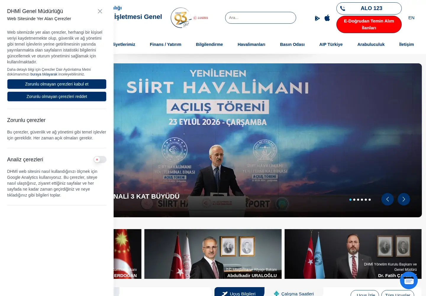 Screenshot of dhmi.gov.tr