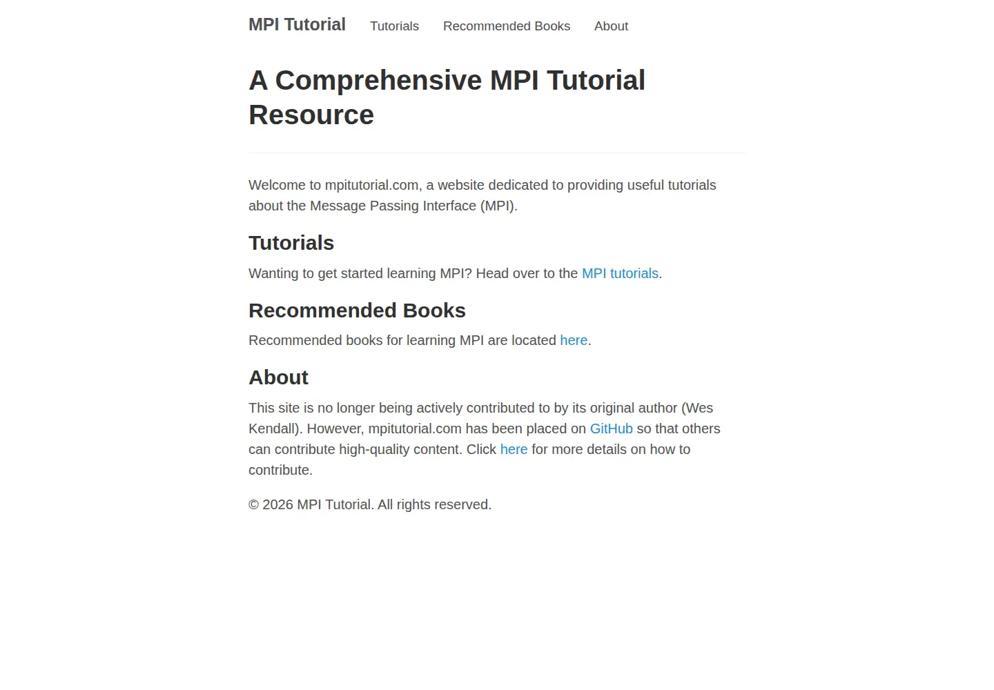Screenshot of mpitutorial.com