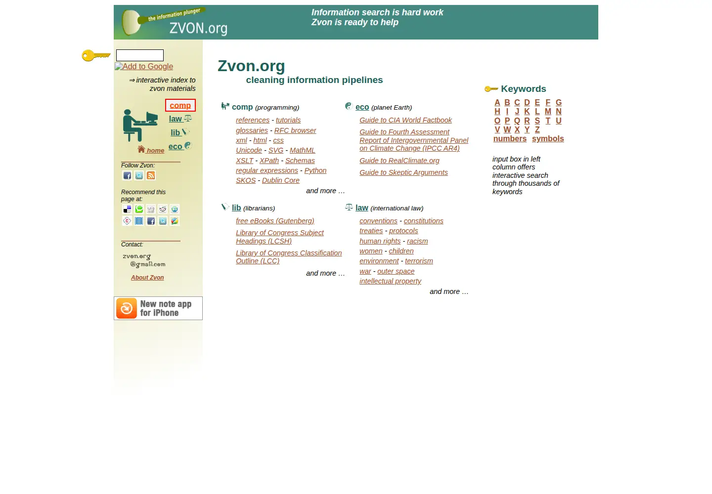 Captured homepage of zvon.org in the current scan