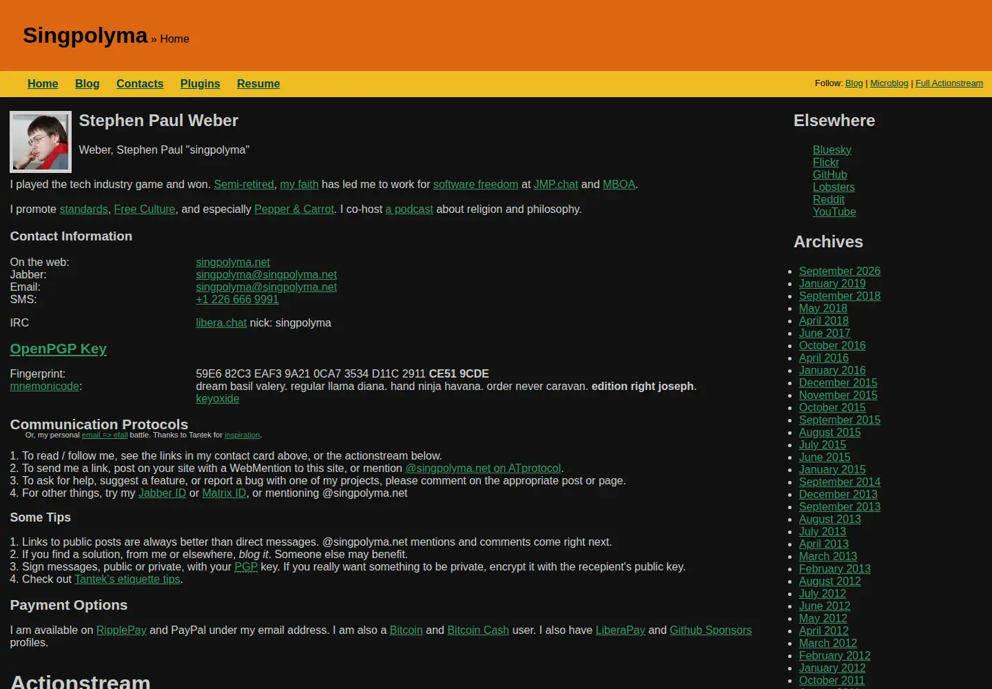 Screenshot of singpolyma.net