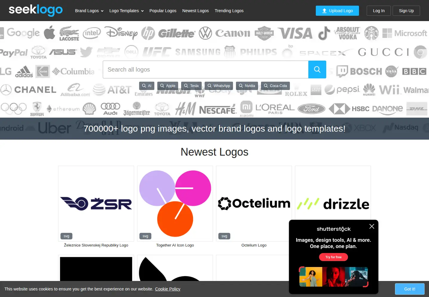 Captured homepage of seeklogo.com in the current scan