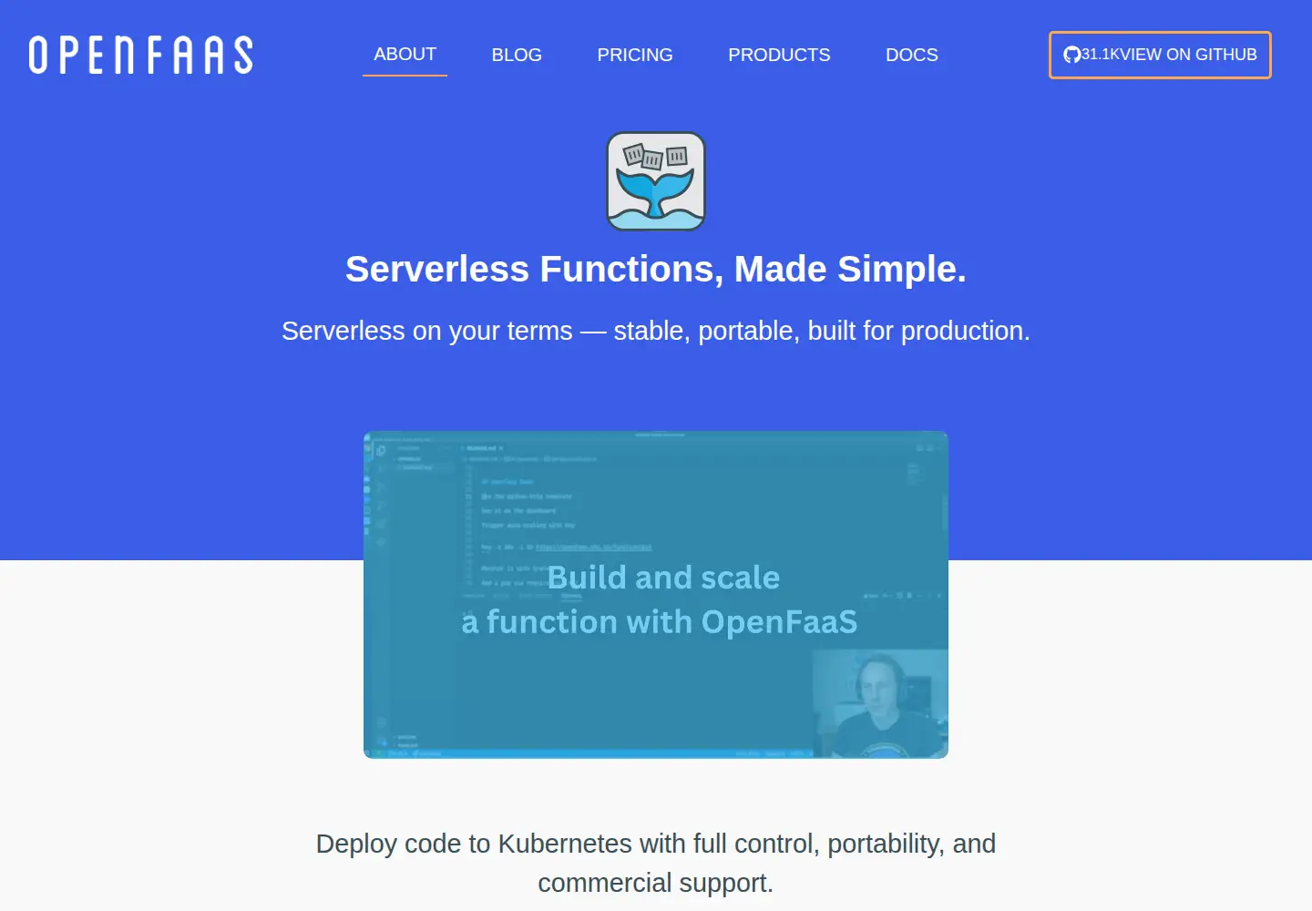 Captured homepage of openfaas.com in the current scan