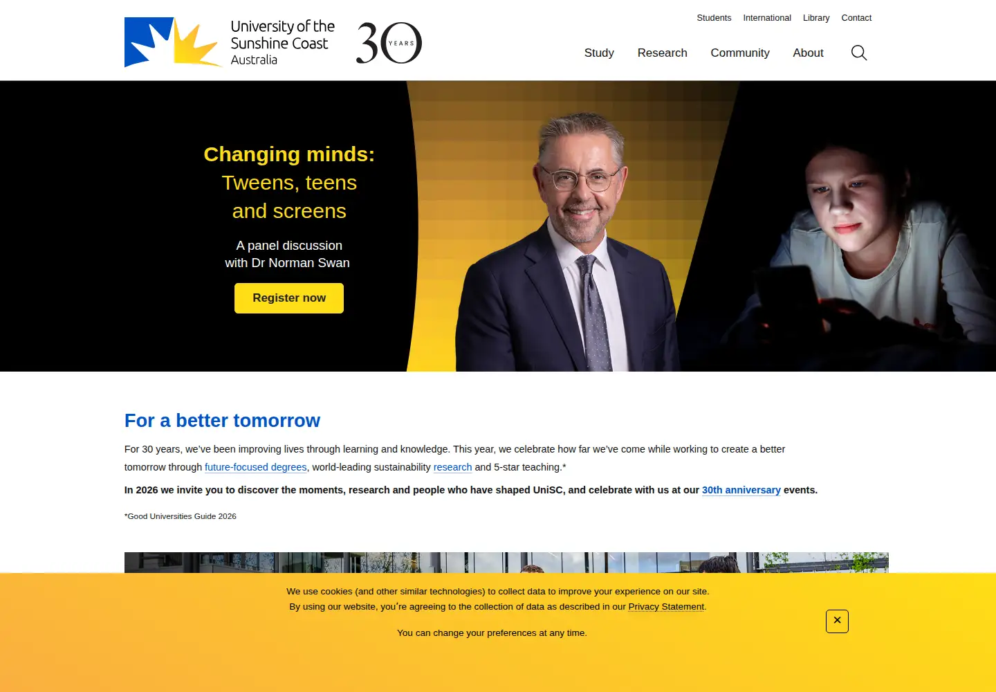 Captured homepage of usc.edu.au in the current scan