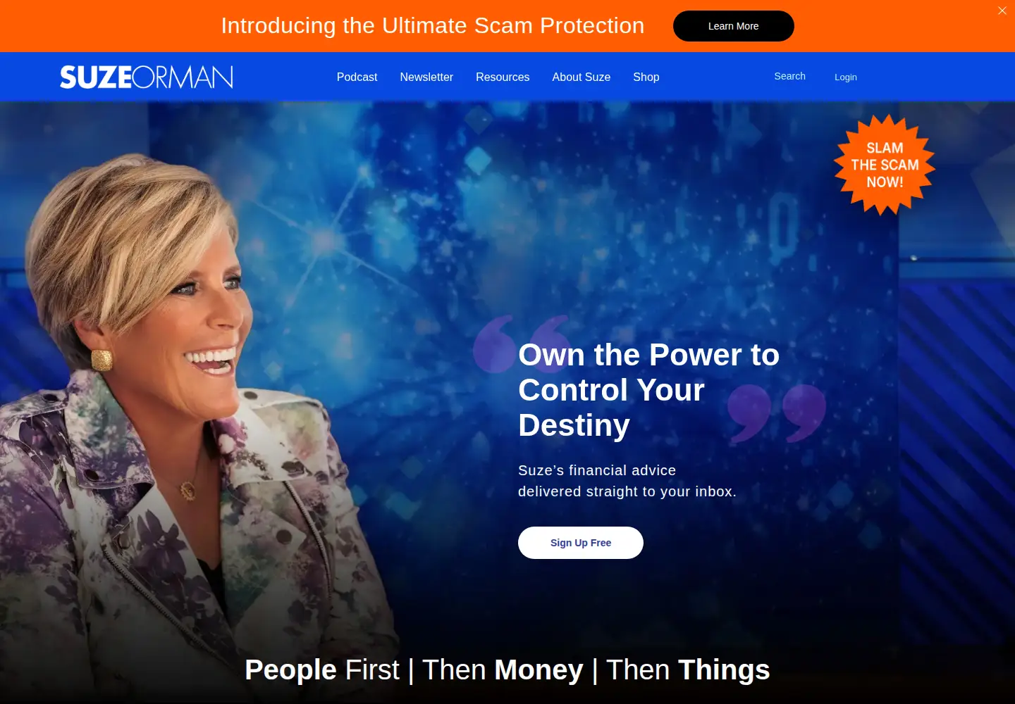Screenshot of suzeorman.com