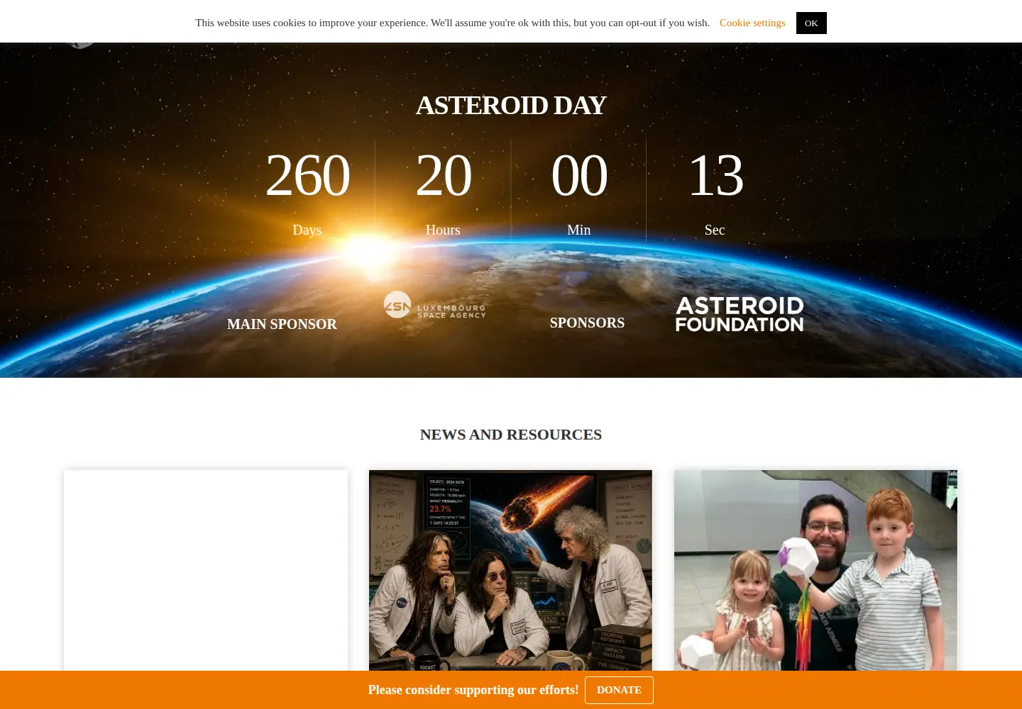 Screenshot of asteroidday.org