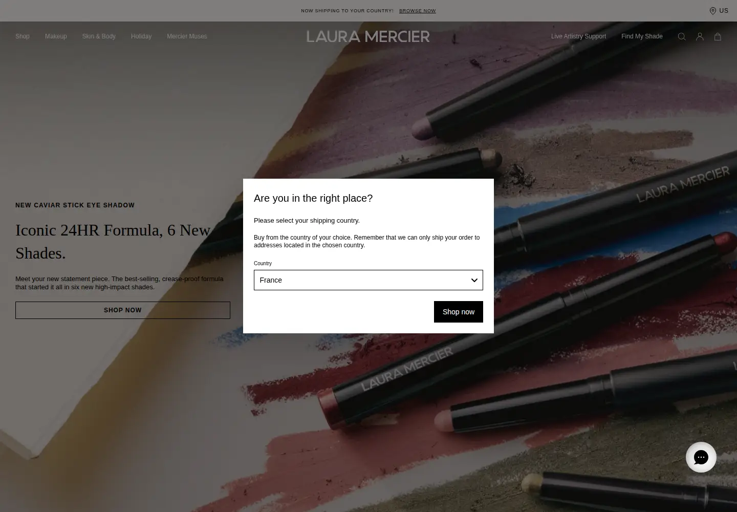 Captured homepage of lauramercier.com in the current scan