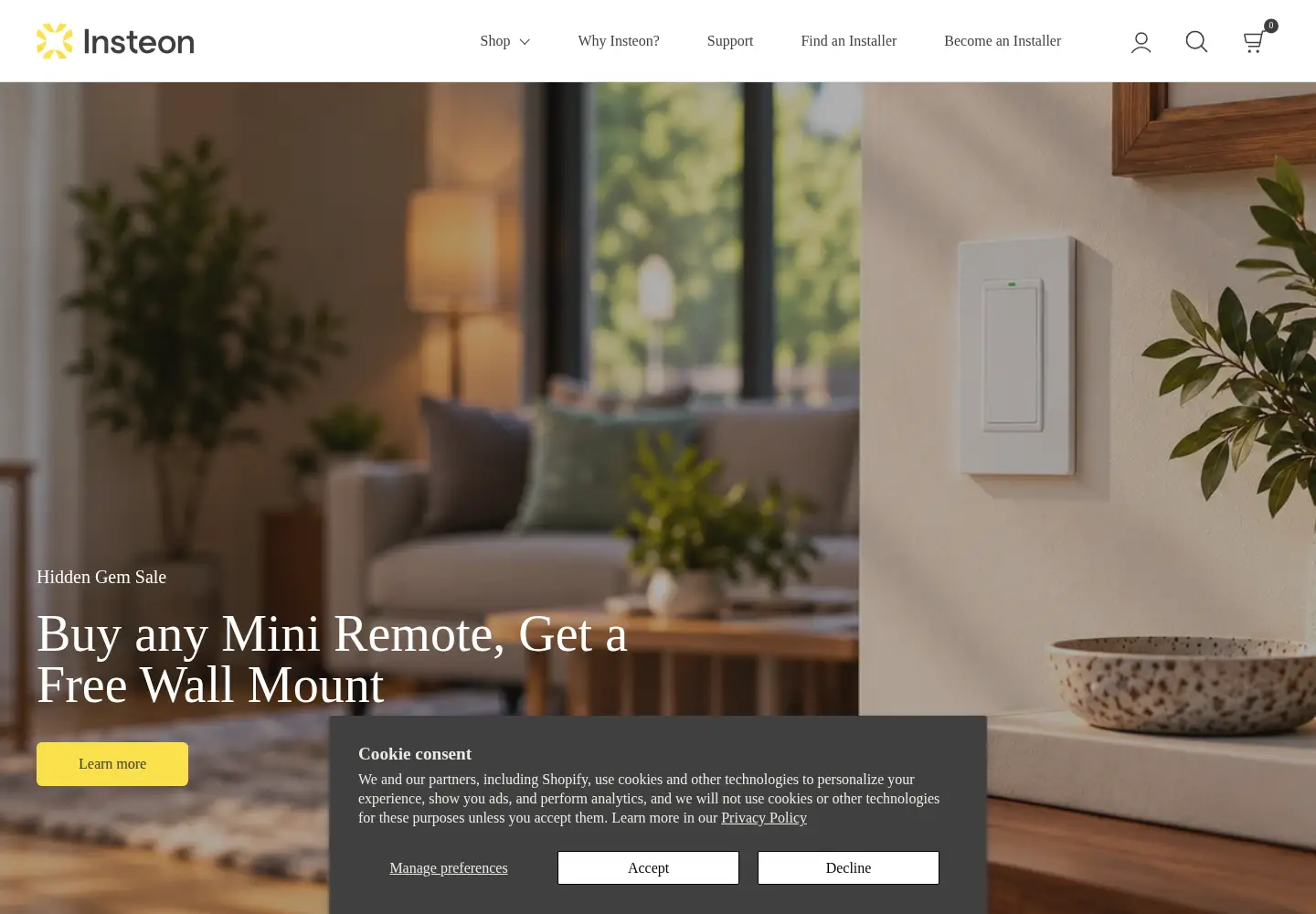 Captured homepage of insteon.com in the current scan