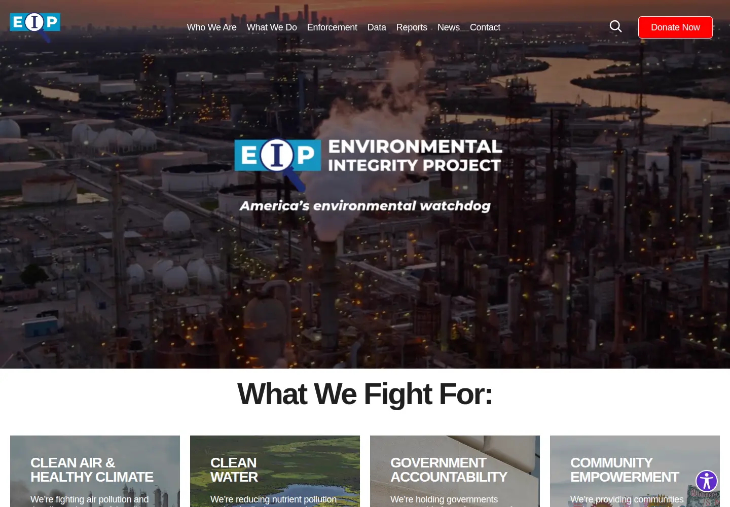 Captured homepage of environmentalintegrity.org in the current scan