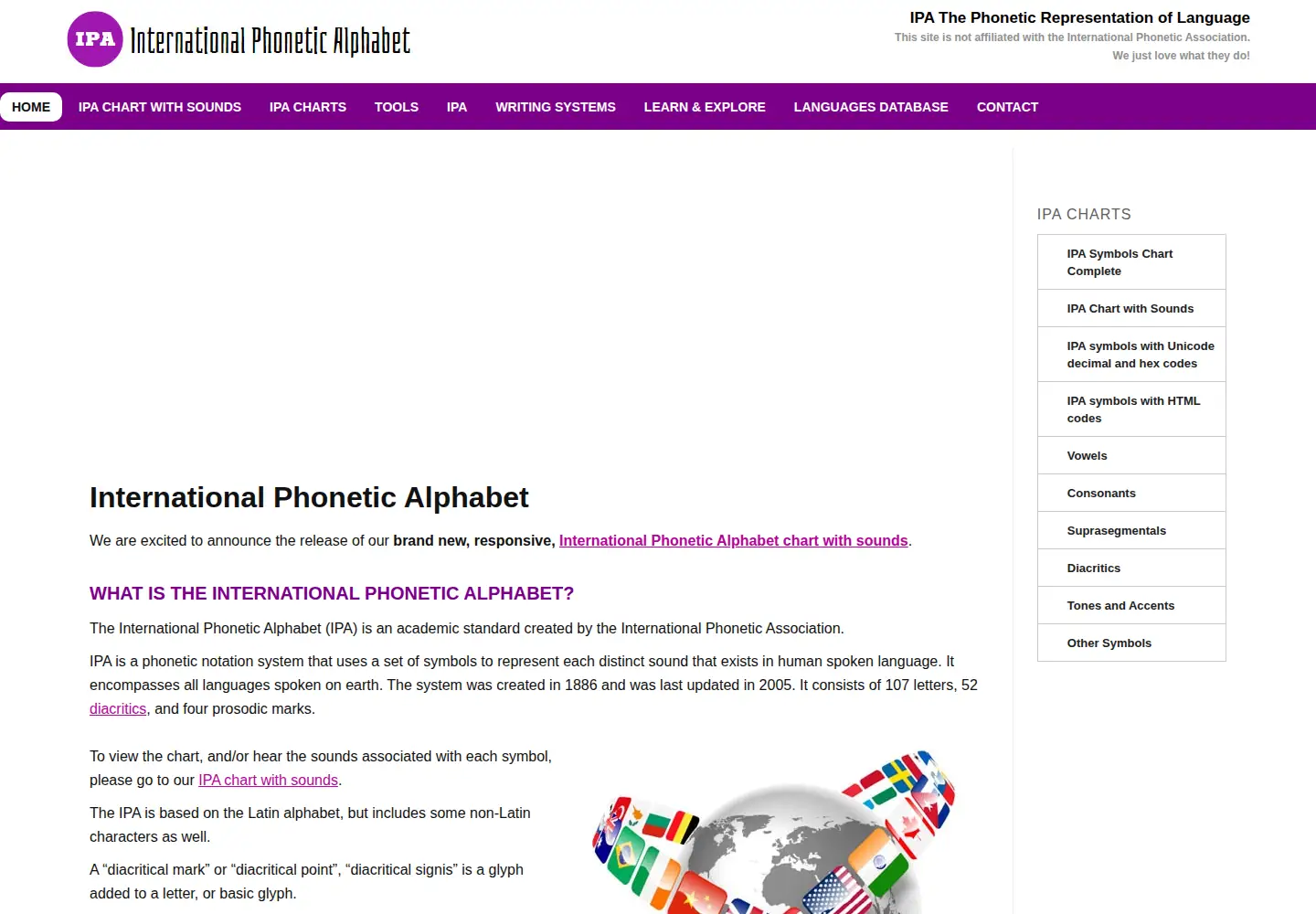 Screenshot of internationalphoneticalphabet.org