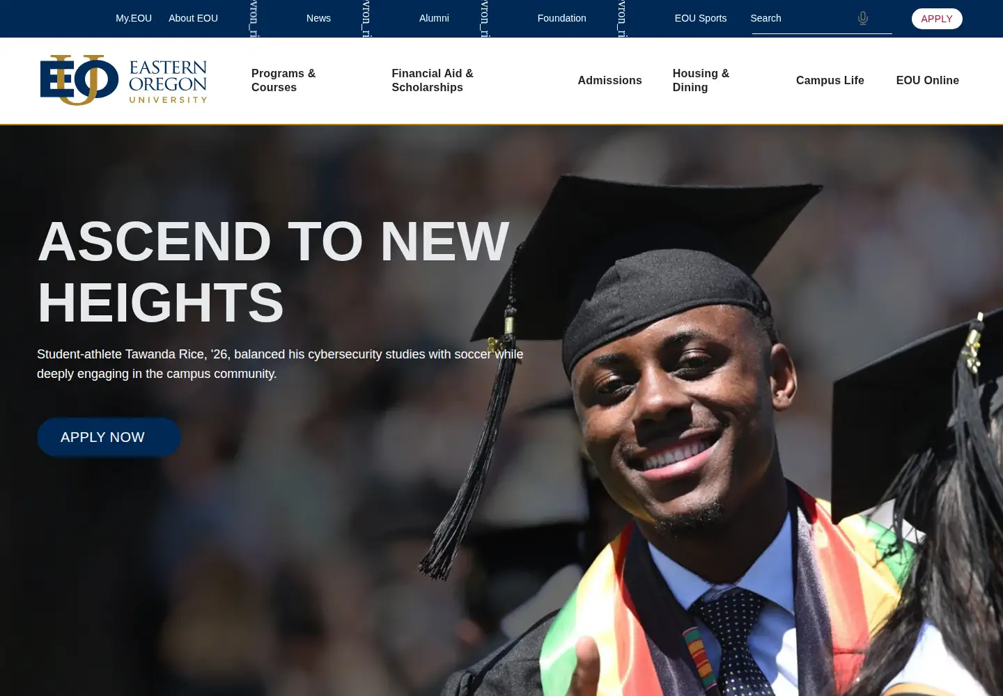 Captured homepage of eou.edu in the current scan