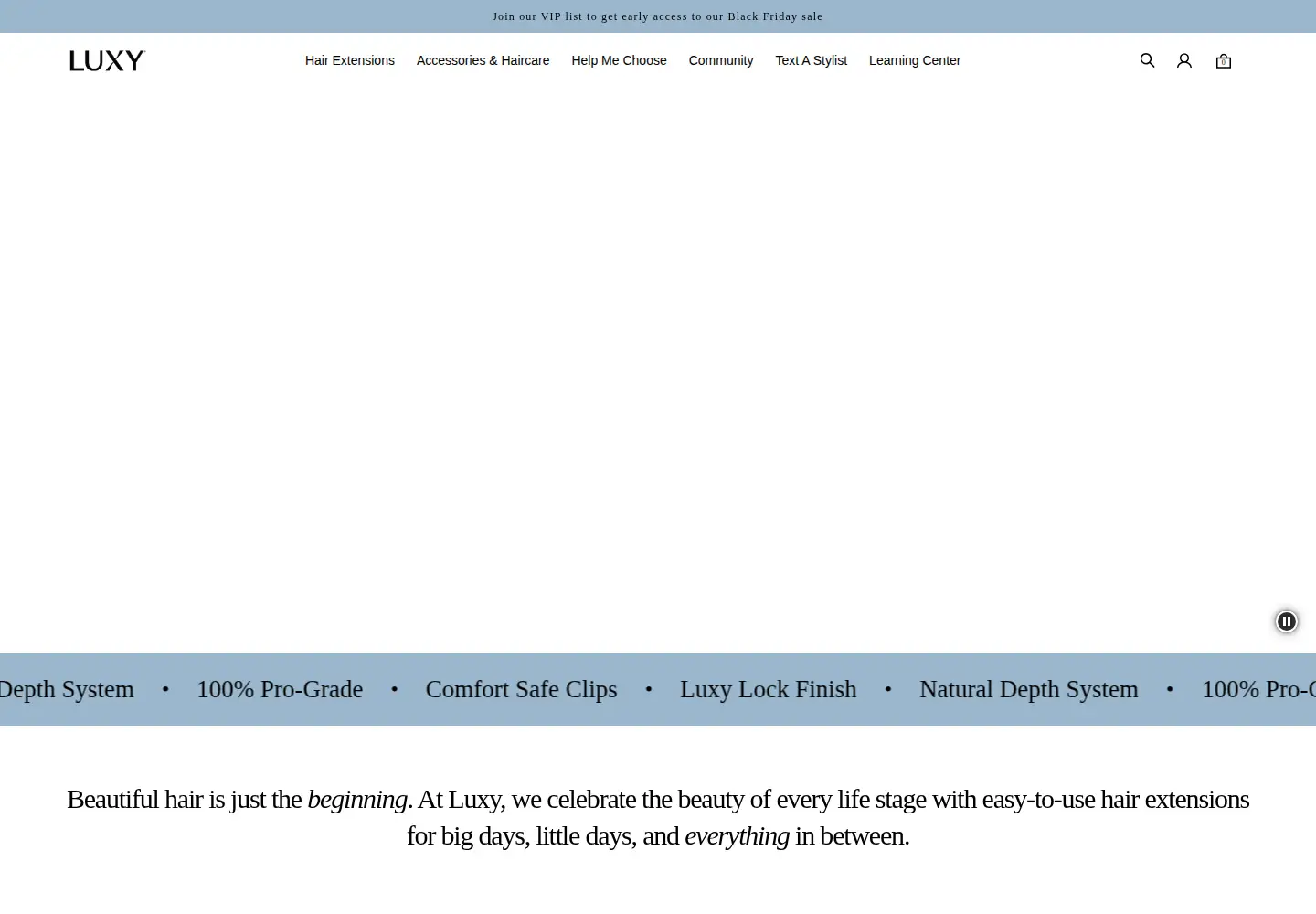 Screenshot of luxyhair.com