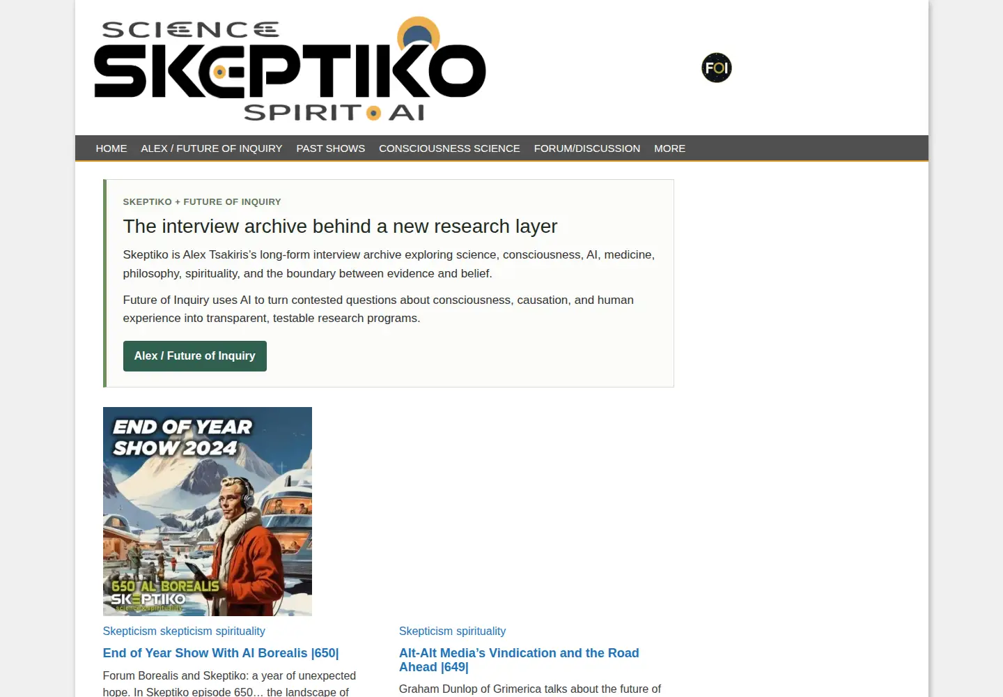 Captured homepage of skeptiko.com in the current scan