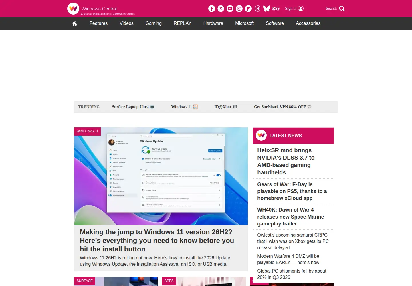 Screenshot of wpcentral.com