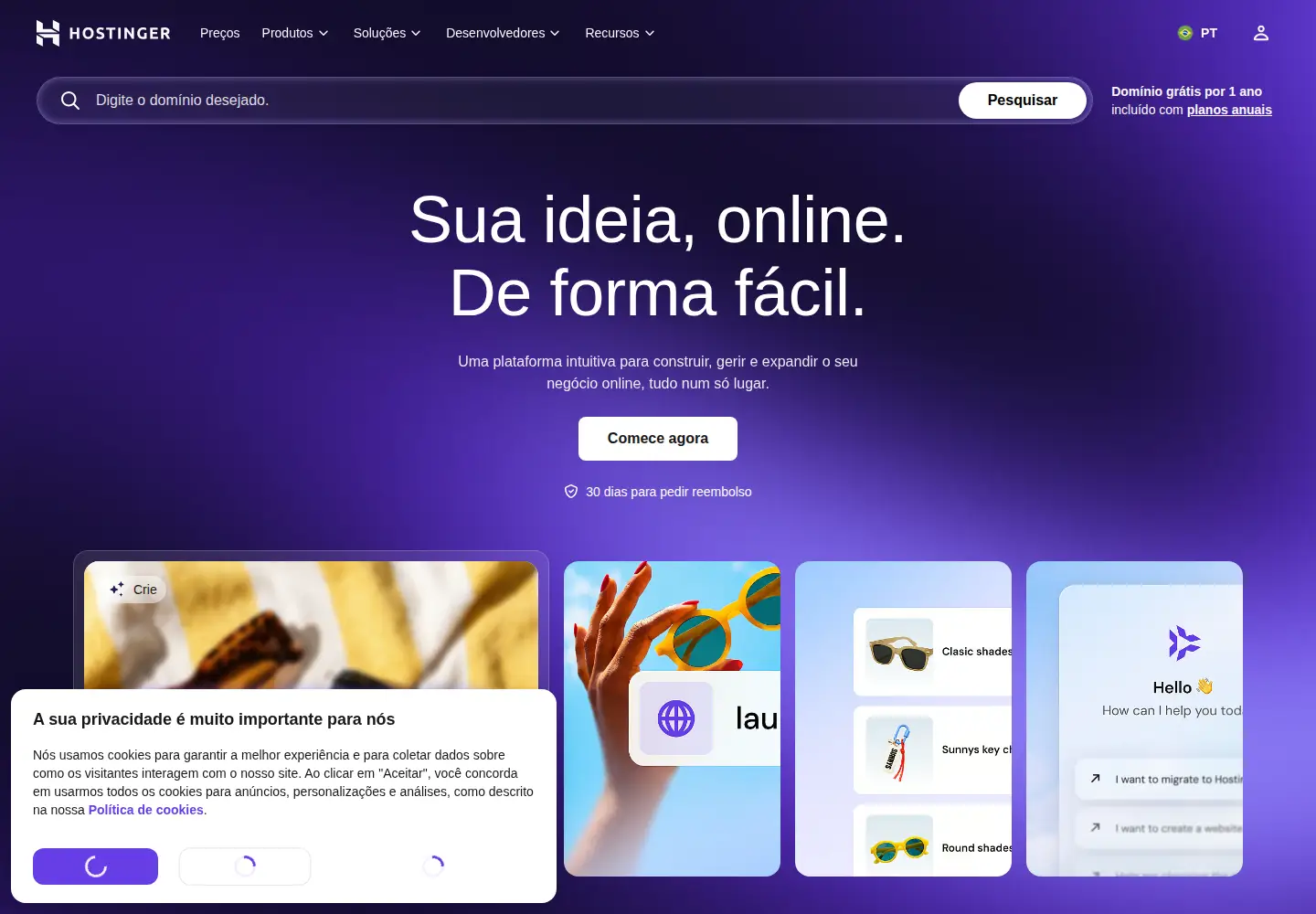 Screenshot of hostinger.com.br