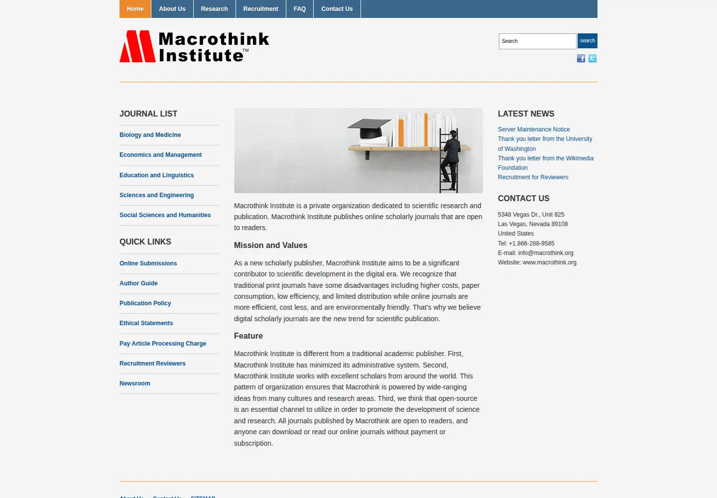 Screenshot of macrothink.org