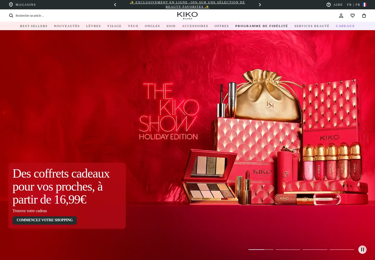 Captured homepage of kikocosmetics.com in the current scan